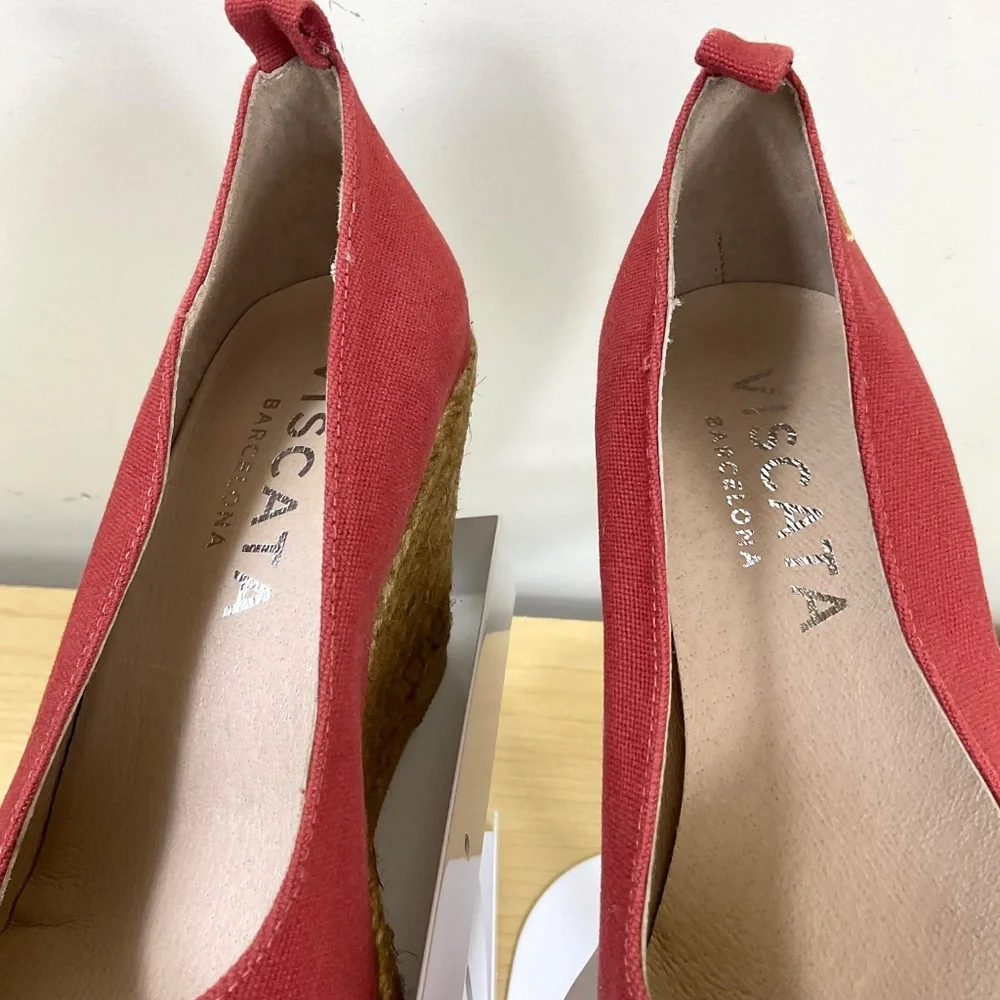 Viscata Barcelona Espadrille Wedge Heels Red (39) - Picture 8 of 10